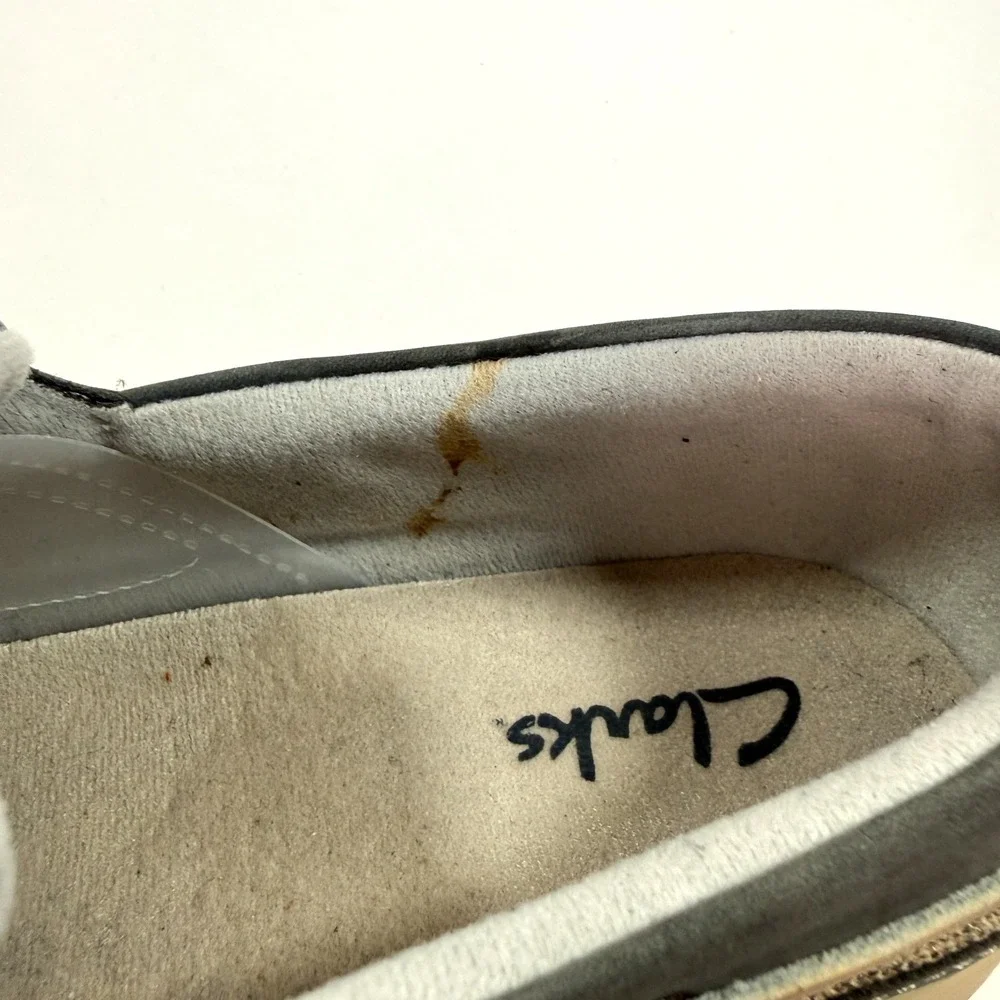 Clarks Boat Shoes Mens 9.5M Leather Gray Casual Lace Up‎ Comfort